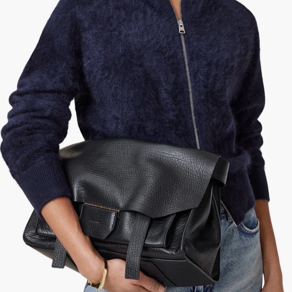 All Saints Black Leather Shoulder Bag Ursa Satchel - Picture 4 of 9